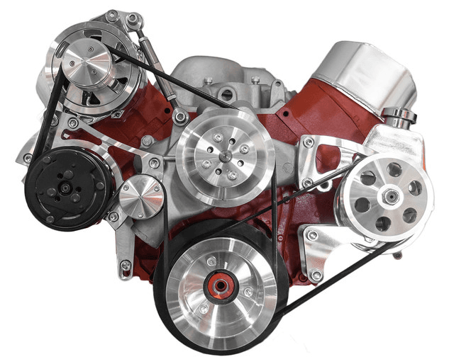 CVF Chevy Big Block Serpentine Serpentine Conversion Kit with Mid-Mount AC, Alternator, Power Steering, Long Water Pump - Polished thumbnail 2