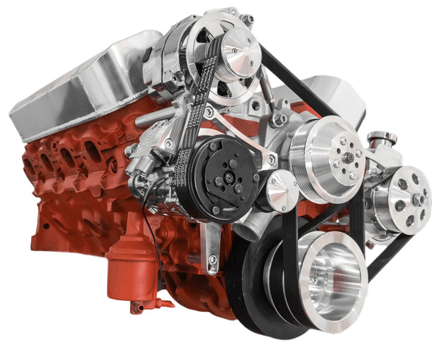 CVF Chevy Big Block Serpentine Serpentine Conversion Kit with Mid-Mount AC, Alternator, Power Steering, Long Water Pump - Polished thumbnail 3