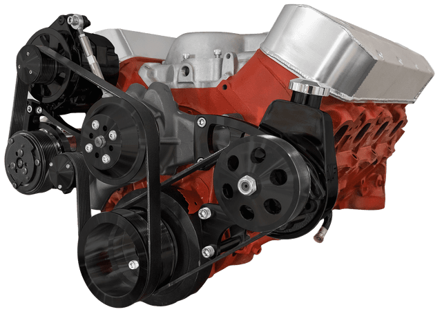CVF Chevy Big Block Serpentine Serpentine Conversion Kit with Mid-Mount AC, Alternator, Power Steering, Long Water Pump - Black thumbnail 2