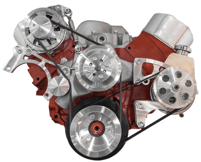 CVF Chevy Big Block Serpentine Serpentine Conversion Kit with Mid-Mount Alternator & Power Steering, Long Water Pump - Polished thumbnail 2