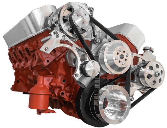 CVF Chevy Big Block Serpentine Serpentine Conversion Kit with Mid-Mount Alternator & Power Steering, Long Water Pump - Polished thumbnail 3