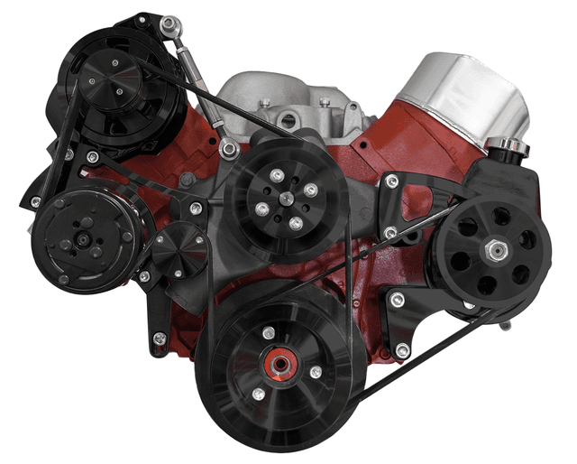 CVF Chevy Big Block Serpentine Serpentine Conversion Kit with Mid-Mount AC, Alternator, Power Steering, Long Water Pump - Black thumbnail 2