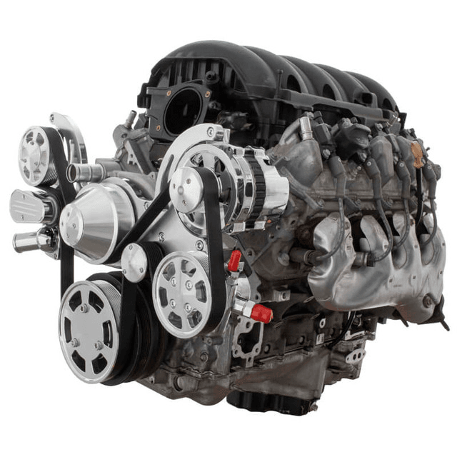 CVF Chevy LT1 Gen V Serpentine System with AC, Power Steering & Alternator - Polished W/ Carbon Fiber Inlay (All Inclusive) thumbnail 2