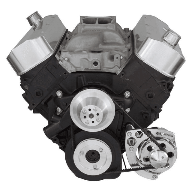 CVF Chevy Big Block V-Belt System with Low Mount Alternator Brackets, For Short Water Pump - Polished thumbnail 2