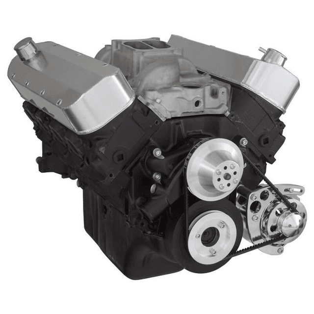 CVF Chevy Big Block V-Belt System with Low Mount Alternator Brackets, For Short Water Pump - Polished thumbnail 3