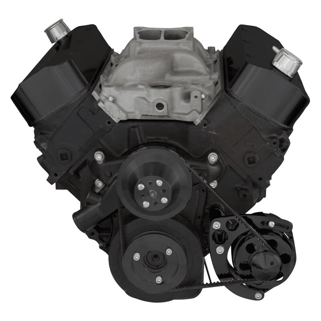 CVF Chevy Big Block V-Belt System with Low Mount Alternator Brackets, For Short Water Pump - Black thumbnail 2