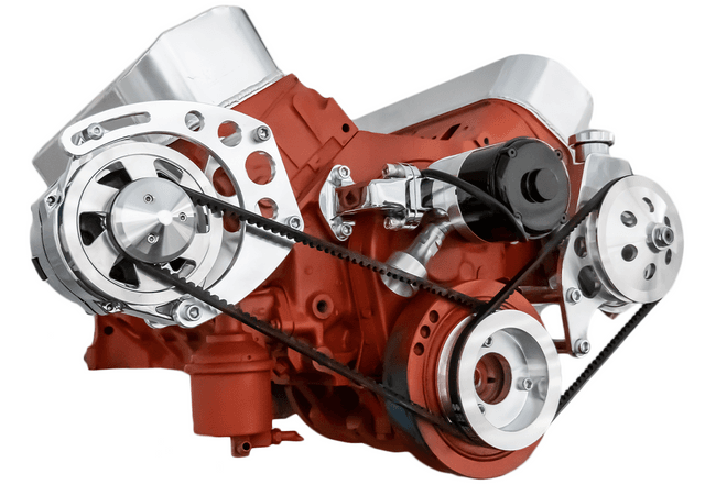 CVF Chevy Big Block V-Belt System with Power Steering Brackets, For Electric Water Pump - Polished thumbnail 3