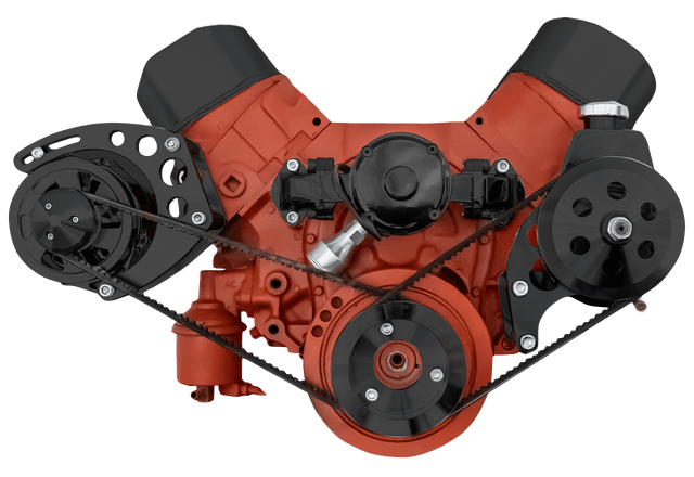 CVF Chevy Big Block V-Belt System with Power Steering Brackets, For Electric Water Pump - Black thumbnail 2
