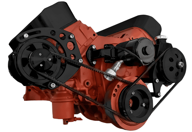 CVF Chevy Big Block V-Belt System with Power Steering Brackets, For Electric Water Pump - Black thumbnail 3