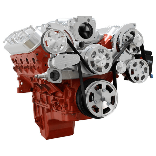CVF Chevy LS Mid-Mount Serpentine System with Power Steering & Alternator - Polished (All Inclusive) thumbnail 3