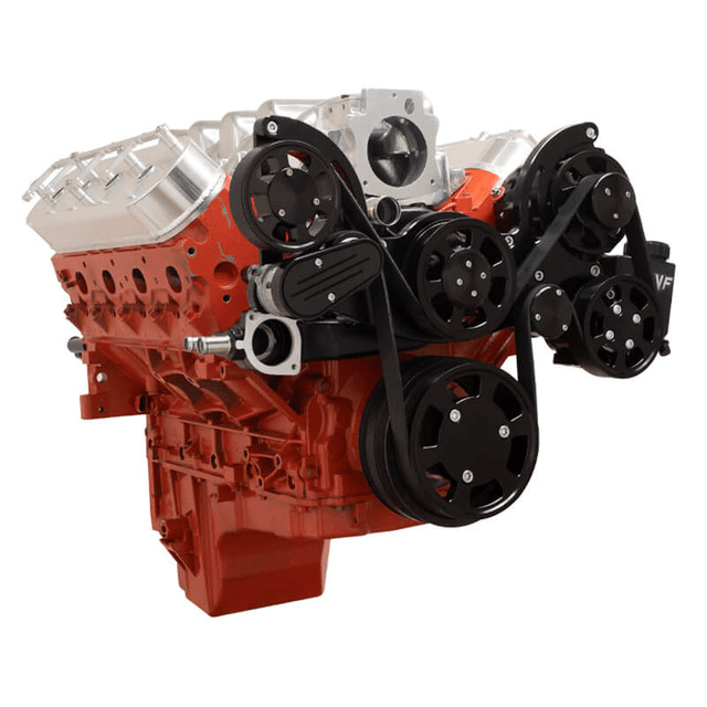 CVF Chevy LS Mid-Mount Serpentine System with Power Steering & Alternator - Black (All Inclusive) thumbnail 3
