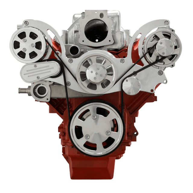 CVF Chevy LS Mid-Mount Serpentine System with AC & Alternator - Polished (All Inclusive) thumbnail 2