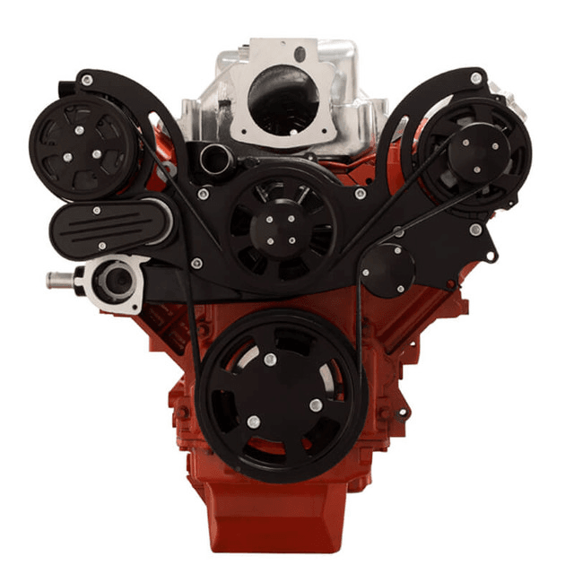 CVF Chevy LS Mid-Mount Serpentine System with AC & Alternator - Black (All Inclusive) thumbnail 2