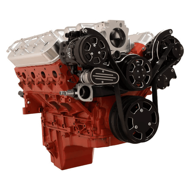 CVF Chevy LS Mid-Mount Serpentine System with AC & Alternator - Black Diamond (All Inclusive) thumbnail 3