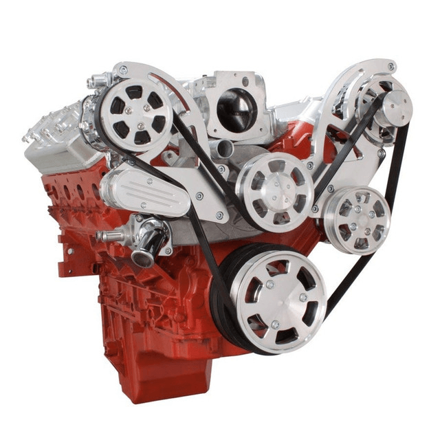CVF Chevy LS High-Mount Serpentine System with AC, PS & Alternator - Polished (All Inclusive) thumbnail 3
