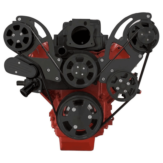 CVF Chevy LS High-Mount Serpentine System with AC & Alternator - Black (All Inclusive) thumbnail 2