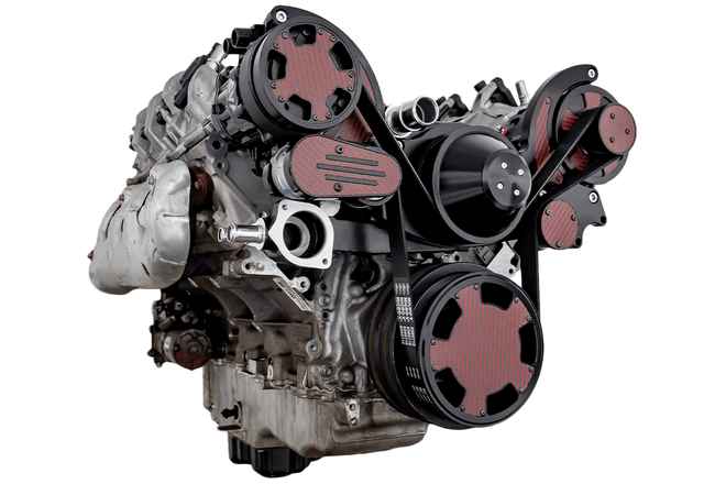 CVF Chevy LT1 Gen V Serpentine System with AC & Alternator - Black W/ Carbon Fiber Inlay (All Inclusive) thumbnail 3