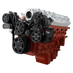 CVF Chevy LS Mid-Mount Serpentine System with AC, Alternator & Power Steering - Black Diamond (All Inclusive)