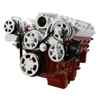 CVF Chevy LS Mid-Mount Serpentine System with AC, Alternator & Power Steering - Black W/ Carbon Fiber Inlay (All Inclusive) thumbnail 5
