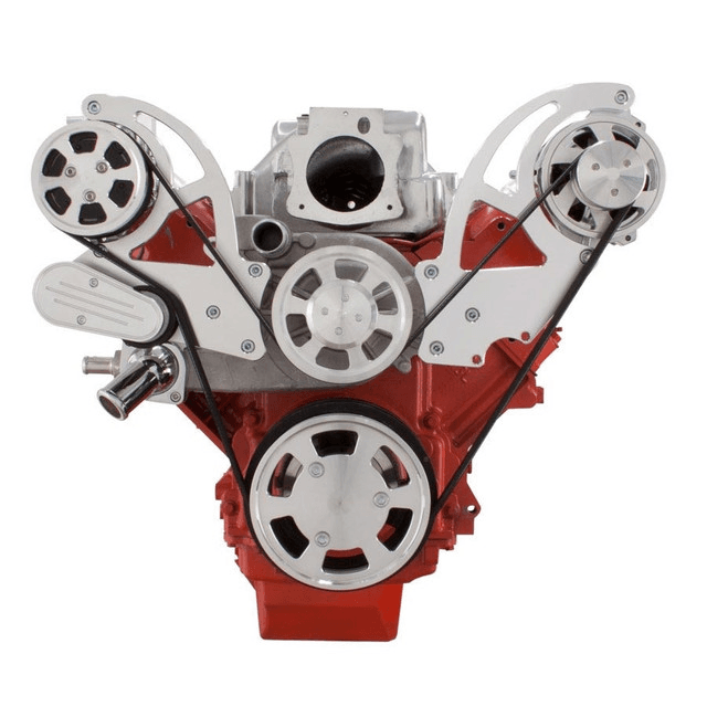 CVF Chevy LS High-Mount Serpentine System with AC & Alternator - Polished (All Inclusive) thumbnail 2