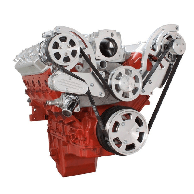 CVF Chevy LS High-Mount Serpentine System with AC & Alternator - Polished (All Inclusive) thumbnail 3