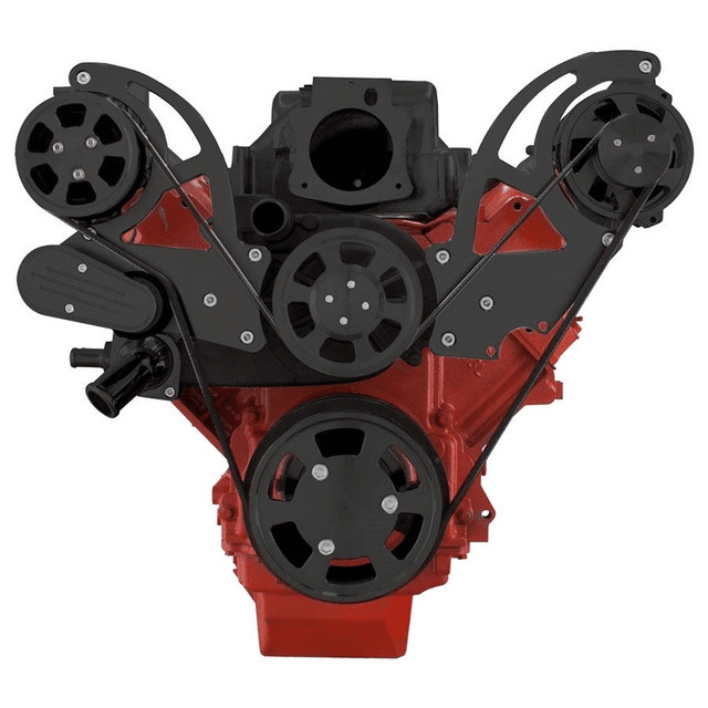 CVF Chevy LS High-Mount Serpentine System with AC & Alternator - Black (All Inclusive) thumbnail 2