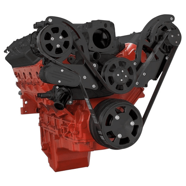 CVF Chevy LS High-Mount Serpentine System with AC & Alternator - Black (All Inclusive) thumbnail 3