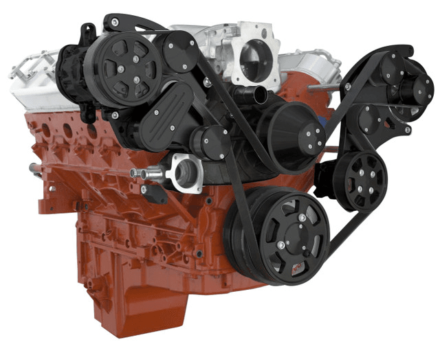 CVF Chevy LS Wide-Mount Serpentine System with AC, Alternator & Power Steering - Black (All Inclusive) thumbnail 2