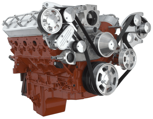 CVF Chevy LS Wide-Mount Serpentine System with AC, Alternator & Power Steering - Polished (All Inclusive) thumbnail 3