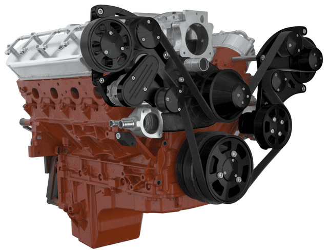 CVF Chevy LS Wide-Mount Serpentine System with AC, Alternator & Power Steering - Black (All Inclusive) thumbnail 3