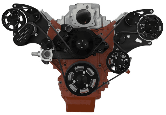 CVF Chevy LS Wide-Mount Serpentine System with PS & Alternator - Black Diamond (All Inclusive) thumbnail 2