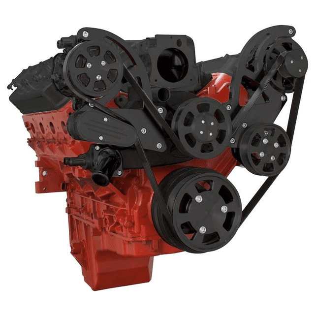 CVF Chevy LS High-Mount Serpentine System with AC & Alternator - Black (All Inclusive) thumbnail 3
