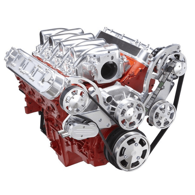 CVF Chevy LS High-Mount Serpentine System with Power Steering & Alternator - Polished (All Inclusive) thumbnail 3