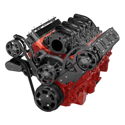 CVF Chevy LS High-Mount Serpentine System with Alternator Only - Black (All Inclusive)