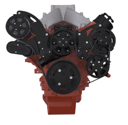CVF Chevy LS High-Mount Serpentine System with Standard Rotation WP, AC, Alternator & Power Steering - Black (All Inclusive)
