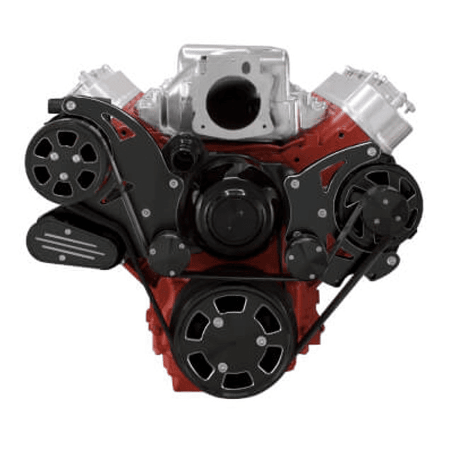 CVF Chevy LS High-Mount Serpentine System with Alternator Only with Electric Water Pump - Black Diamond (All Inclusive) thumbnail 2