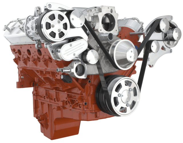 CVF Chevy LS Wide-Mount Serpentine System with AC & Alternator - Polished (All Inclusive) thumbnail 3