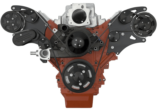 CVF Chevy LS Wide-Mount Serpentine System with AC & Alternator - Black (All Inclusive) thumbnail 2
