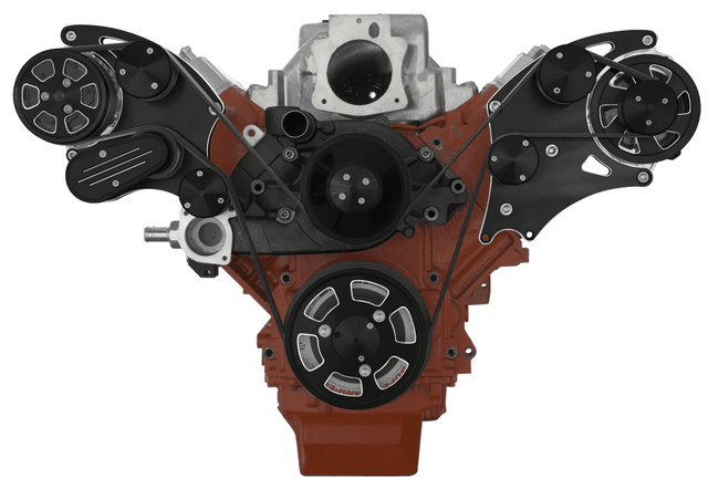 CVF Chevy LS Wide-Mount Serpentine System with AC & Alternator - Black Diamond (All Inclusive) thumbnail 2