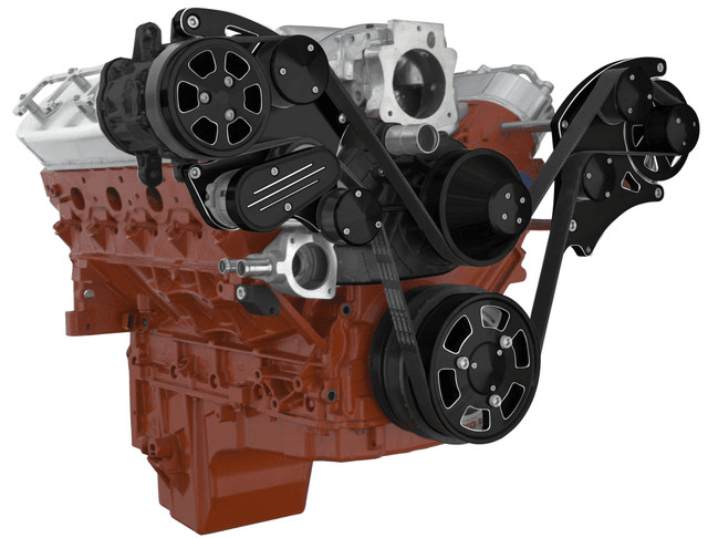 CVF Chevy LS Wide-Mount Serpentine System with AC & Alternator - Black Diamond (All Inclusive) thumbnail 3