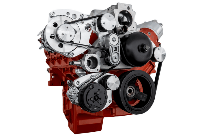 CVF Chevy LS Serpentine Conversion with AC and ALT Brackets, For Mechanical Water Pump - Polished thumbnail 3