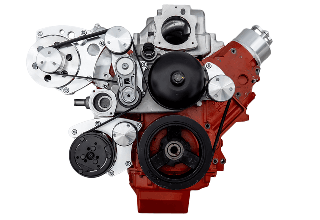CVF Chevy LS Serpentine Conversion with AC and ALT Brackets, For Mechanical Water Pump - Polished thumbnail 2
