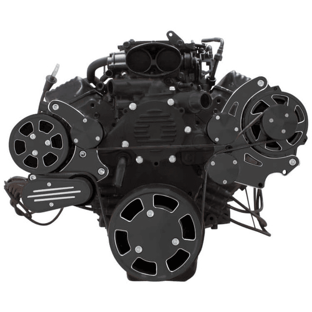 CVF Chevy LT1 Gen II Serpentine System with AC & Alternator - Black Diamond (All Inclusive) thumbnail 2