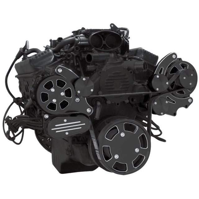 CVF Chevy LT1 Gen II Serpentine System with AC & Alternator - Black Diamond (All Inclusive) thumbnail 3