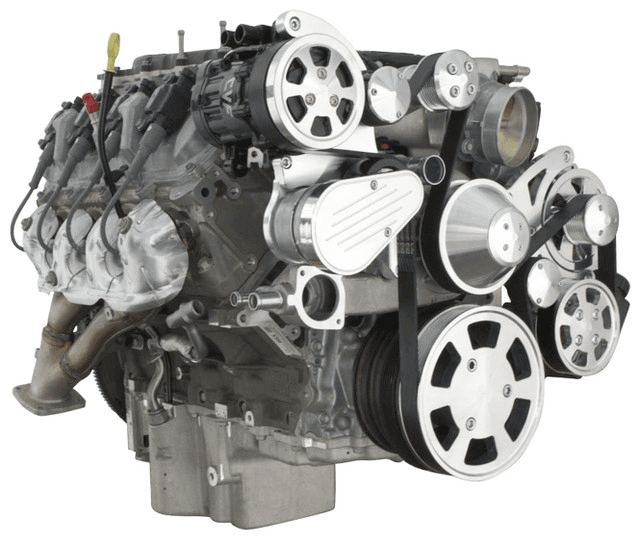 CVF Chevy LT4 Wet Sump Gen V 8-Rib Serpentine System with AC, Power Steering & Alternator - Polished (All Inclusive)