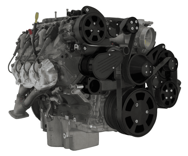 CVF Chevy LT4 Wet Sump Gen V 8-Rib Serpentine System with AC, Power Steering & Alternator - Black (All Inclusive)