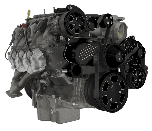 CVF Chevy LT4 Wet Sump Gen V 8-Rib Serpentine System with AC, Power Steering & Alternator - Black Diamond (All Inclusive)
