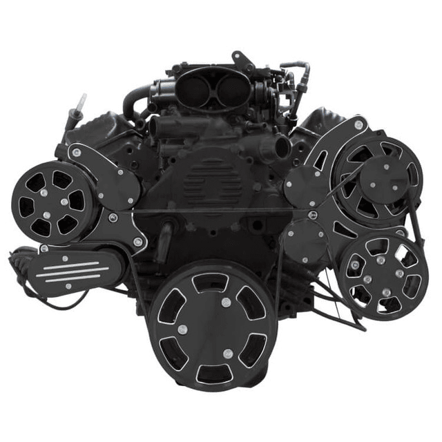 CVF Chevy LT1 Gen II Serpentine System with AC, Power Steering & Alternator - Black Diamond (All Inclusive) thumbnail 2