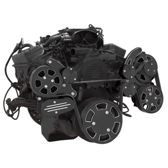CVF Chevy LT1 Gen II Serpentine System with AC, Power Steering & Alternator - Black Diamond (All Inclusive) thumbnail 3