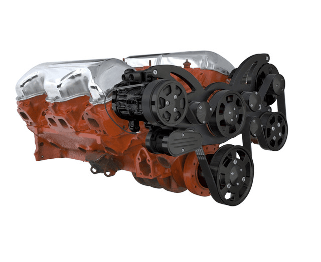CVF Chevy BBC 348 & 409 Serpentine System with AC, PS, and ALT - Black (All Inclusive) thumbnail 3